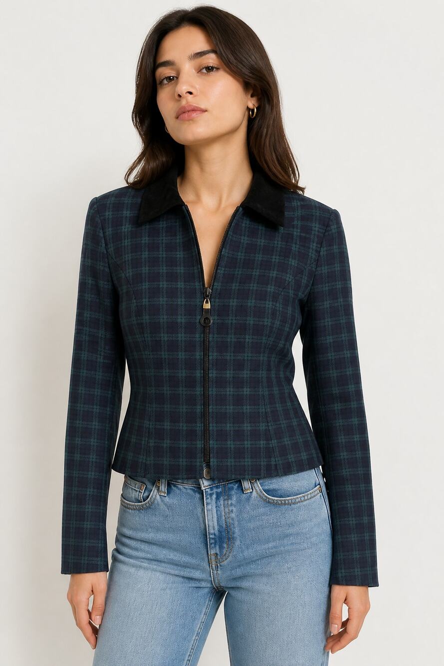 Positive Attitude Green Plaid Jacket Size 6 - Picture 1 of 10